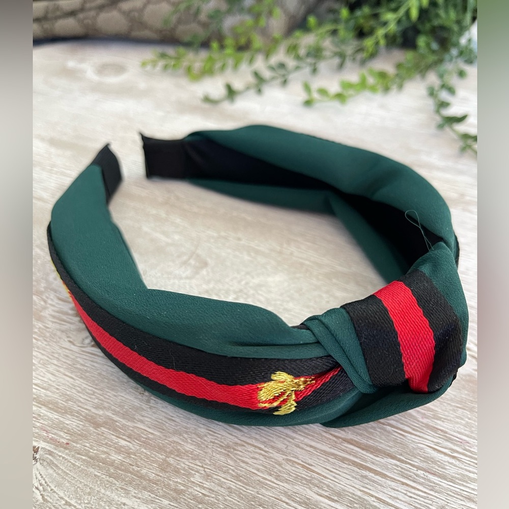 Green Knotted Bee Headband
